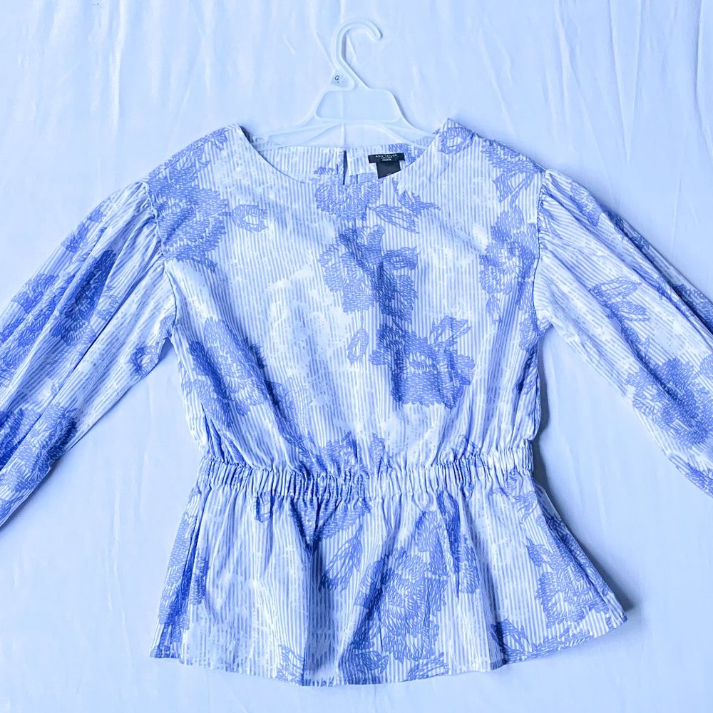 Blue Off the Shoulder Blouse - Ann Taylor - XS